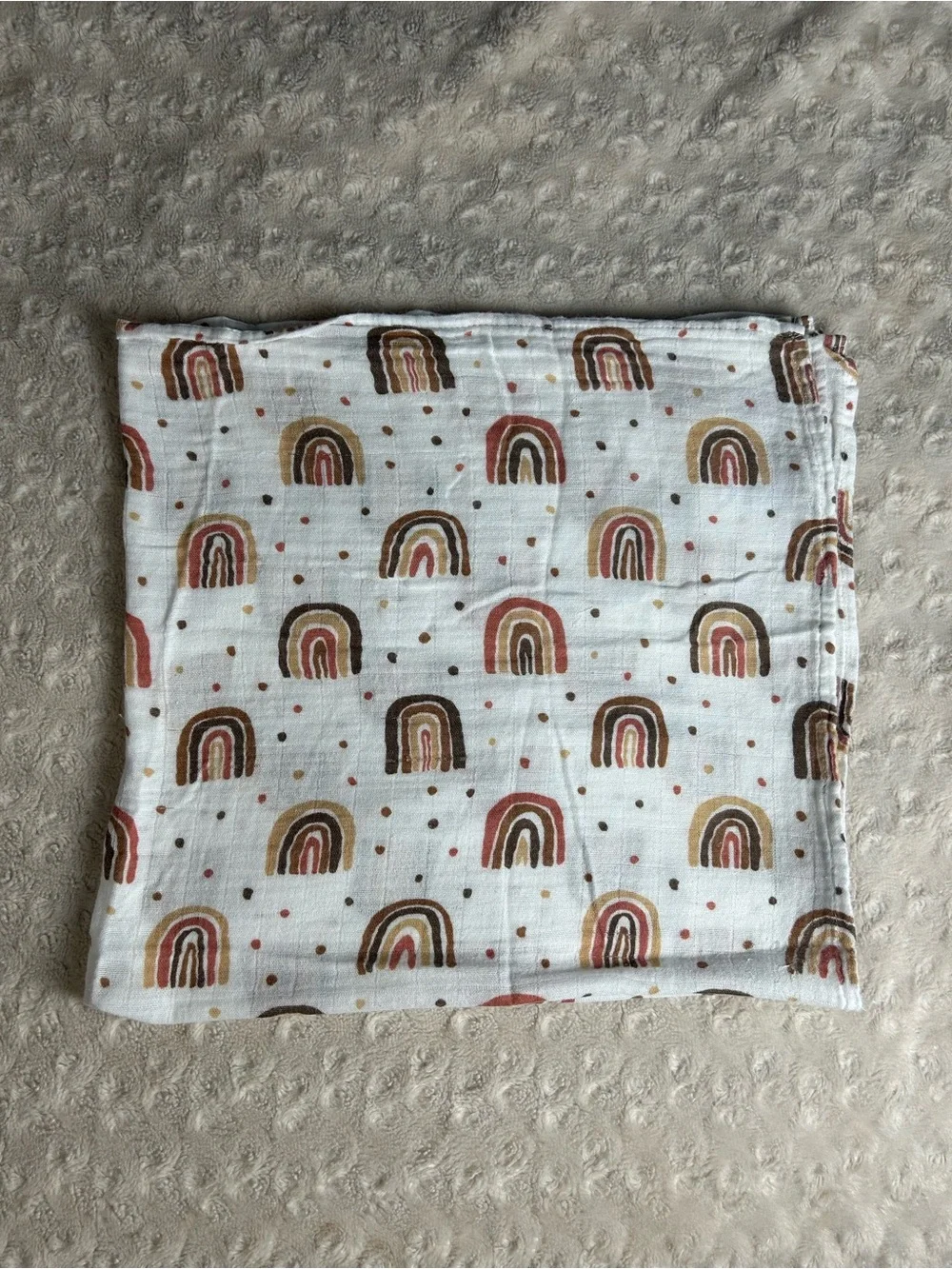 Gllquen Baby Rainbow Baby Swaddle Blanket Muslin Cotton Bamboo Brown Lovey Dots